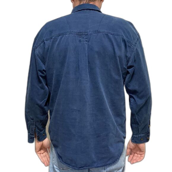 GUESS Classics Heavyweight Rugged Thick Denim Shacket Shirt Button Mens Medium - Picture 5 of 12